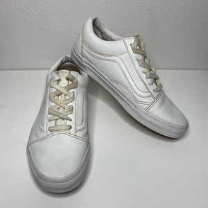 White Leather Vans Sneakers Mens size 8.5 Womens size 10